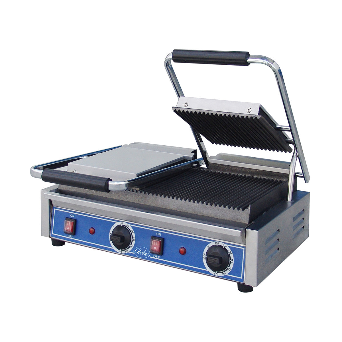 Premium Double Cast Iron Panini Press Grill with Grooved Plates - Heavy Duty Sandwich Maker for Paninis, Burgers & More - Perfect for Home Kitchens & Restaurants