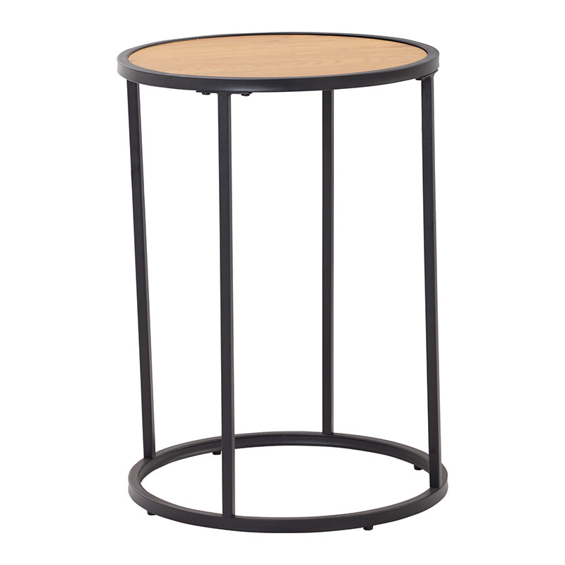 BRADFORD Modern Side Table 40cm - Natural & Black Wood Nightstand for Bedroom, Living Room, Office | Small End Table with Storage Space