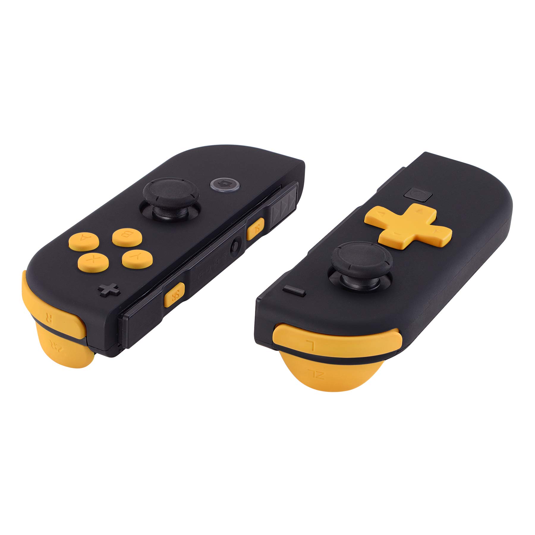 **ExtremeRate Replacement D-pad & ABXY Buttons Kit for Nintendo Switch & OLED Joycon - Yellow Caution Design, Includes SR/SL/L/R/ZR/ZL Triggers & Springs (D-pad Compatible with ExtremeRate Joycon Shell Only) - Perfect for DIY Repairs & Controller Customization**