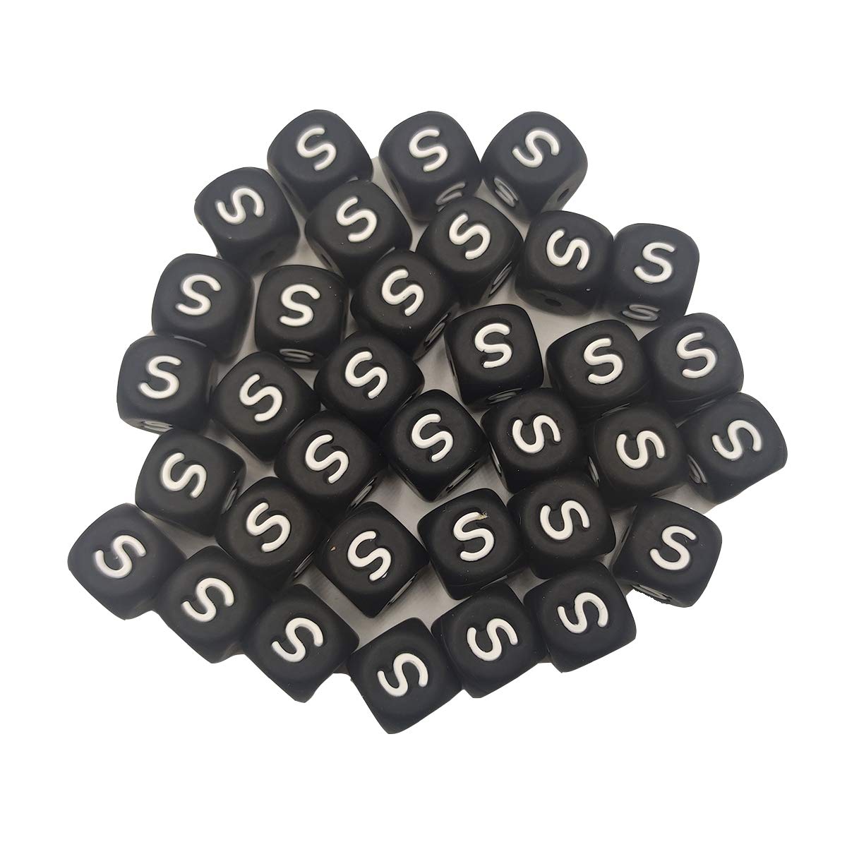 12mm Silicone Alphabet Beads - 50pcs DIY Jewelry Making for Keychains & Lanyards