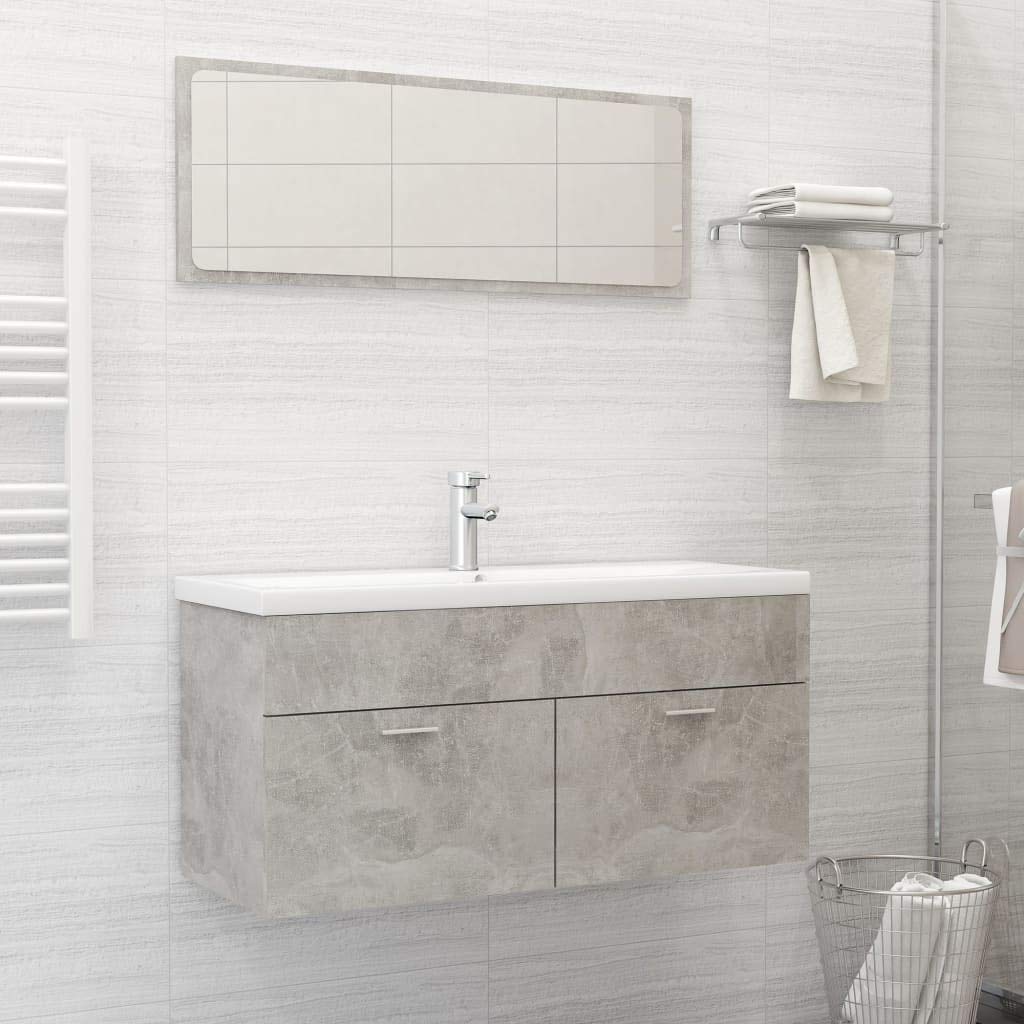 Wall Mounted 2-Door Bathroom Medicine Cabinet with Vanity Mirror - Chipboard Hanging Storage Cabinet for Bathroom Organization (Concrete Gray) | Perfect for Small Bathrooms, Powder Rooms & Vanity Areas