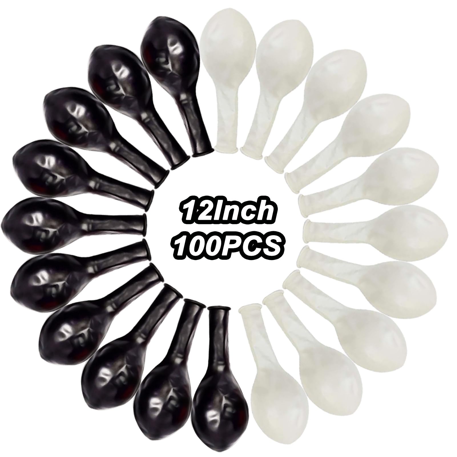 100-Pack 12 Inch Black & White Party Balloons - Premium Latex Balloons for Birthday, Wedding, Graduation Decorations | Perfect for Indoor & Outdoor Party Decor, Baby Showers, Anniversary Celebrations