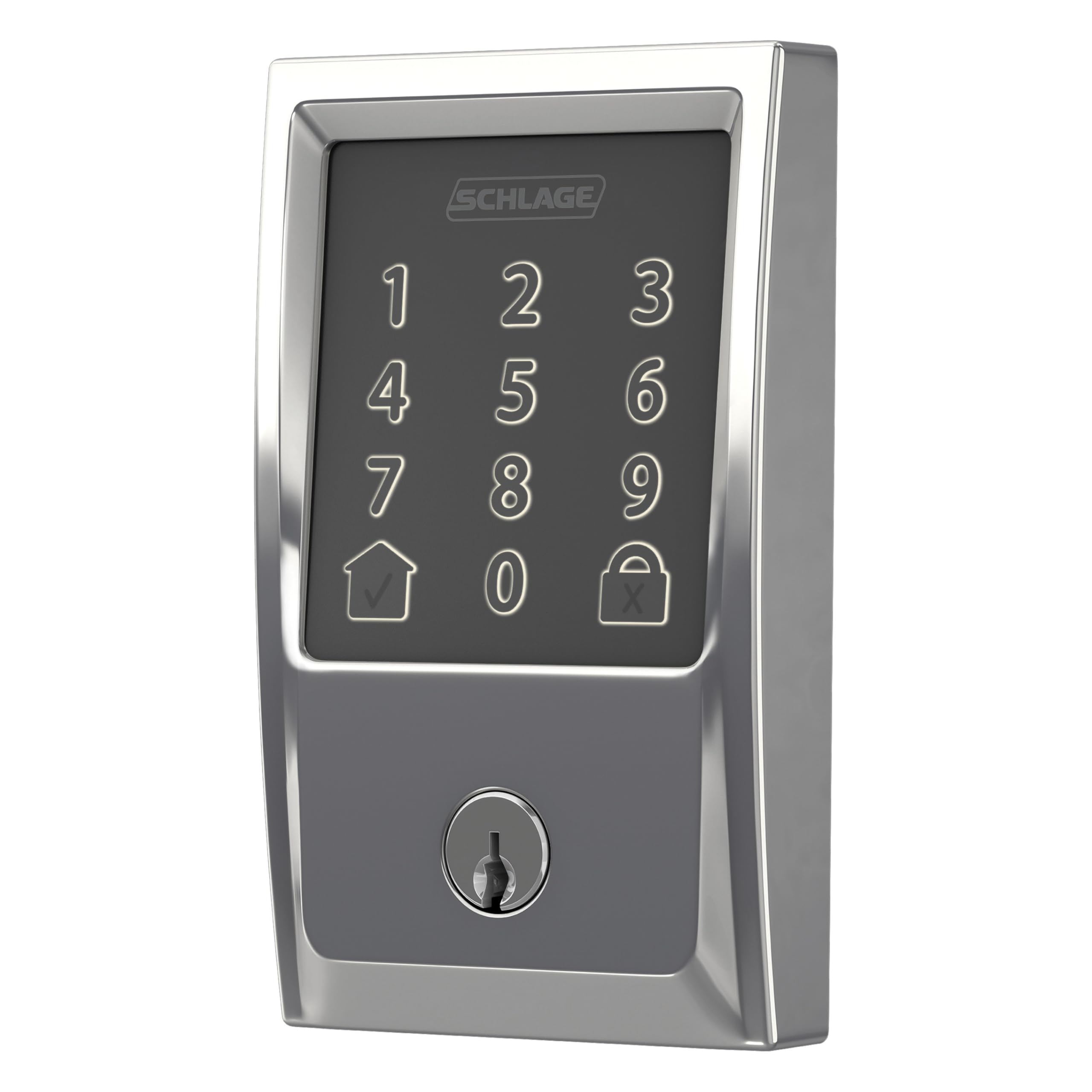 Schlage Encode Smart WiFi Deadbolt with Century Trim in Bright Chrome - Keyless Entry Smart Lock for Home Security | Ideal for Front Doors, Vacation Homes & Rental Properties