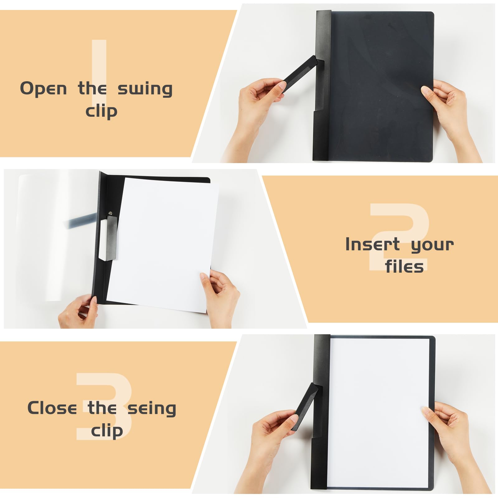 Maitys 25 Pack Clear Report Covers with Clip - 11.4 x 9 Inch Transparent Presentation Folders for Letter Size Documents - Perfect for Resumes, Interviews, Reports & Office Organization (Black)
