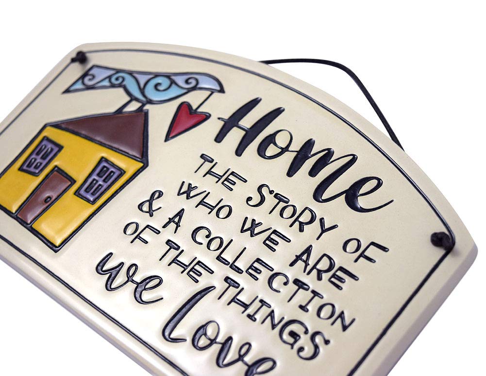 American Made 8.5-Inch Ceramic Arch Family Plaque - Home: The Story of Who We Are Quote - Perfect for Living Room, Entryway, or Gift Giving
