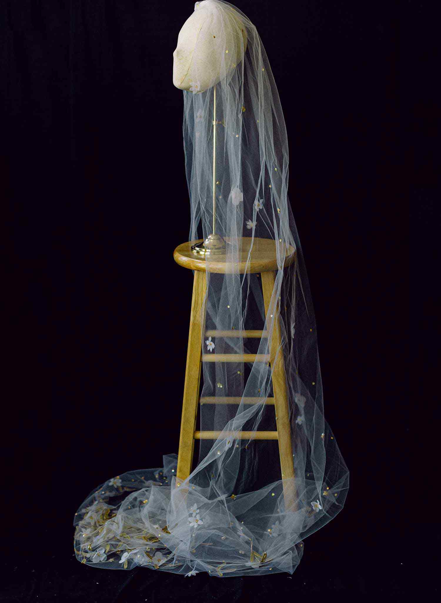 Elegant Floral Embroidered Cathedral Bridal Veil with Long Train - Style #2367 | Perfect for Weddings, Bridal Showers & Formal Events