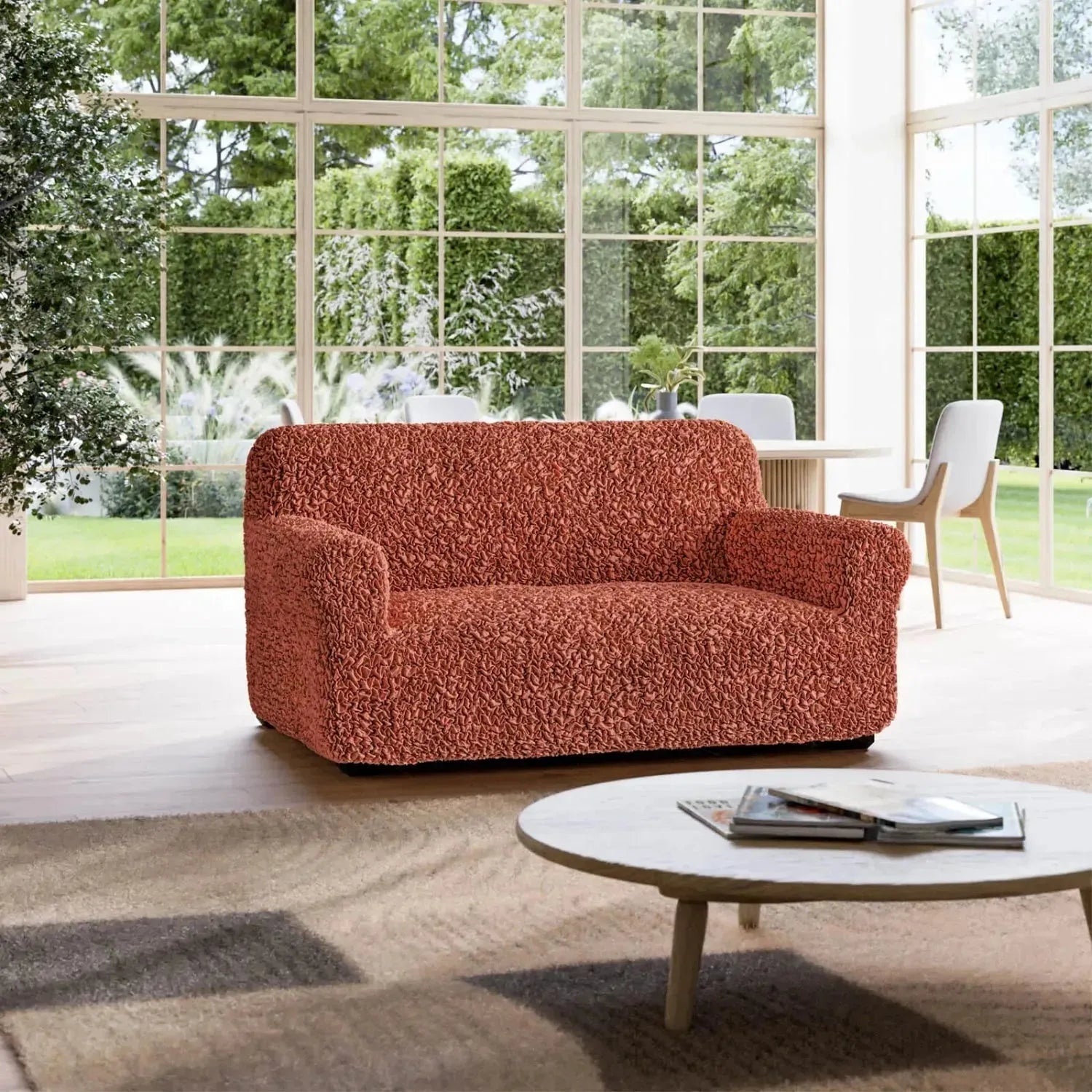 2 Seater Loveseat Slipcover - Fuco Premium Cotton Collection | Perfect for Living Room, Bedroom & Home Decor