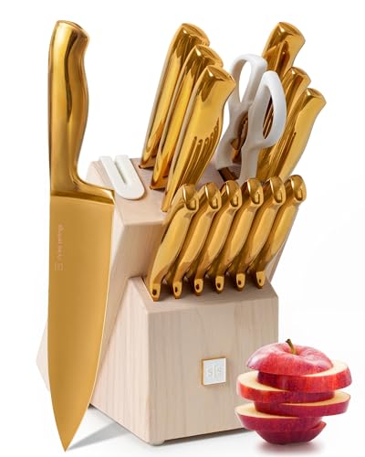 Gold Handle, Gold Blade & Ashwood Block