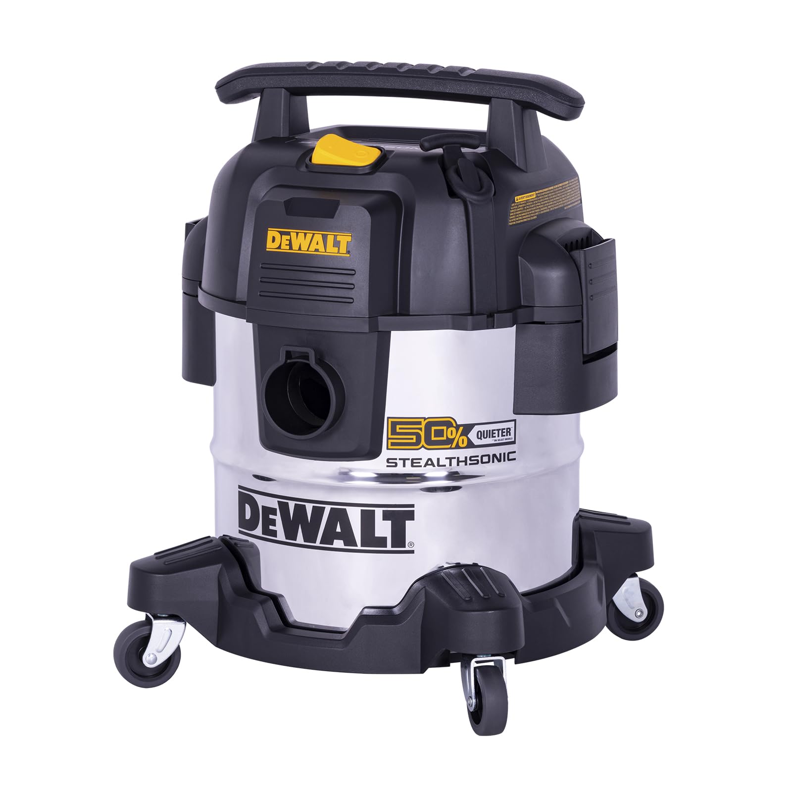 DEWALT 5 Gallon STEALTHSONIC Wet/Dry Shop Vacuum - Ultra Quiet 4 Peak HP Vacuum with Powerful Suction & Attachments - Portable for Home, Garage, Car, Workshop & Jobsite (DXV05S-QT) - Perfect for Cleaning Spills, Dust, Debris & Wet Messes