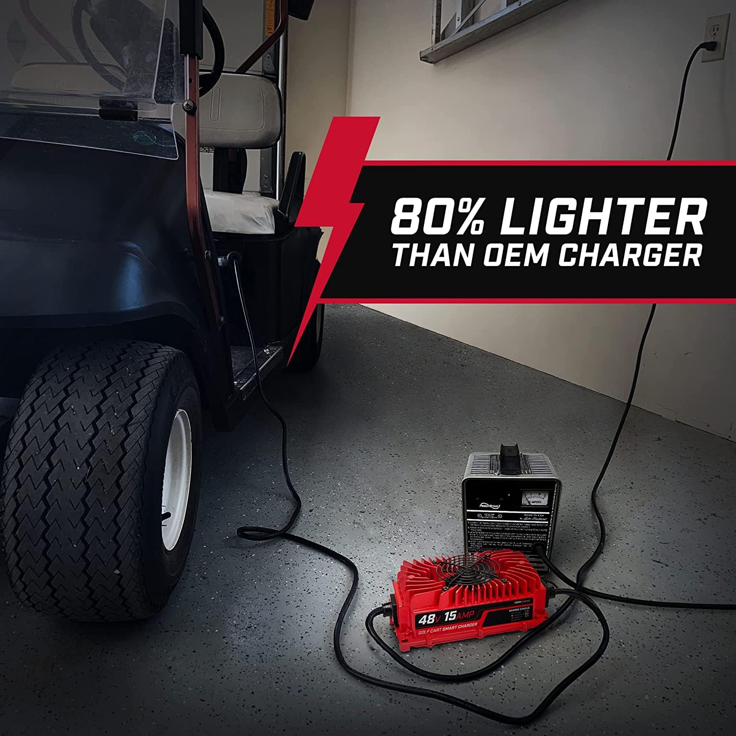 48V 15A Golf Cart Battery Charger for Club Car Precedent & DS - Lead Acid Charger with Auto Shutoff - Perfect for Home, Golf Course & RV Use