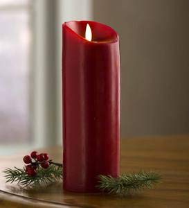 Flickering LED Pillar Candle with Auto-Timer - 9 Inch Red Decorative Flameless Candle for Home Decor, Wedding Centerpieces & Holiday Ambiance