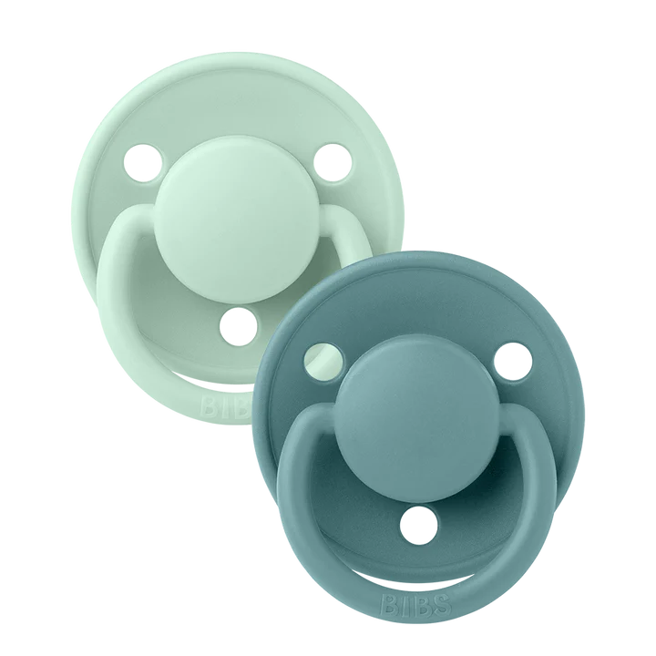 BIBS Round De Lux Silicone Pacifiers 2-Pack for Babies 0-3 Years | Soft Orthodontic Soothers for Newborns & Toddlers | Perfect for Daycare, Travel & Sleep Comfort