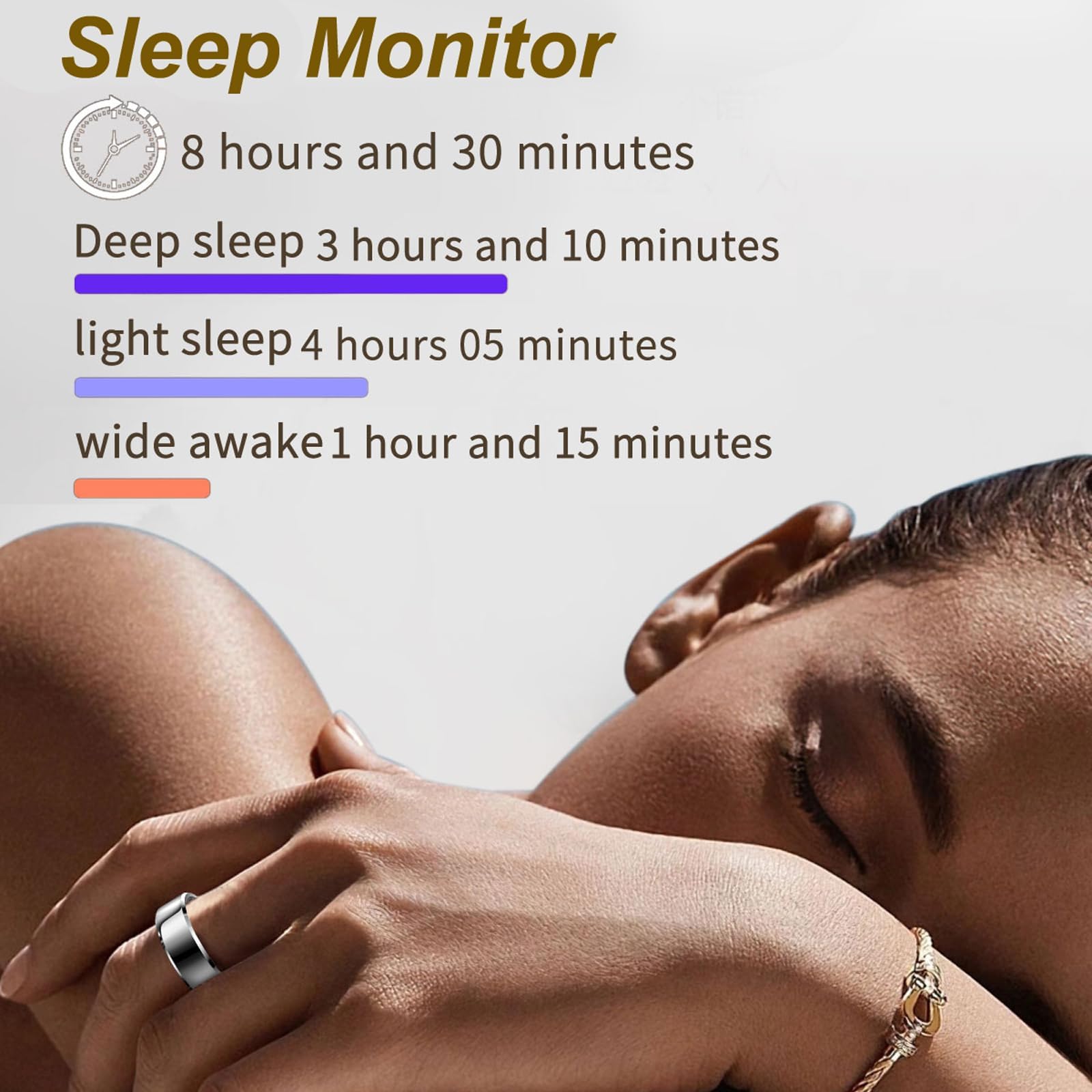 Smart Health Ring - Heart Rate Monitor, Blood Pressure & Sleep Tracker with Step Counter & Calorie Burn | Waterproof Fitness Ring for Women & Men | Perfect for Workouts, Sleep Analysis & Daily Activity Tracking