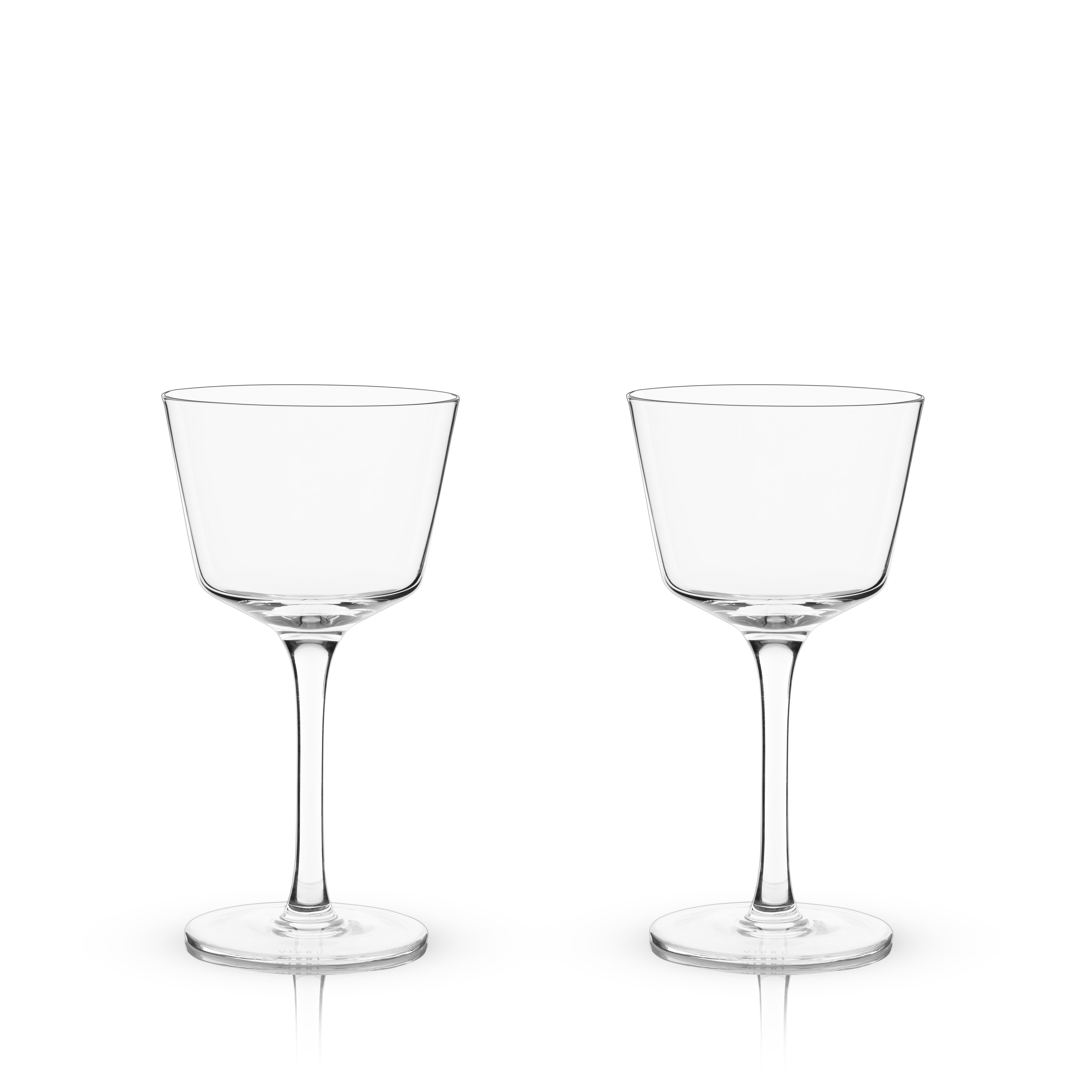 Raye Angled Crystal Nick & Nora Glasses - Set of 2 Elegant Cocktail Glasses for Martini, Whiskey & Champagne - Perfect for Parties, Weddings & Home Bar Decor