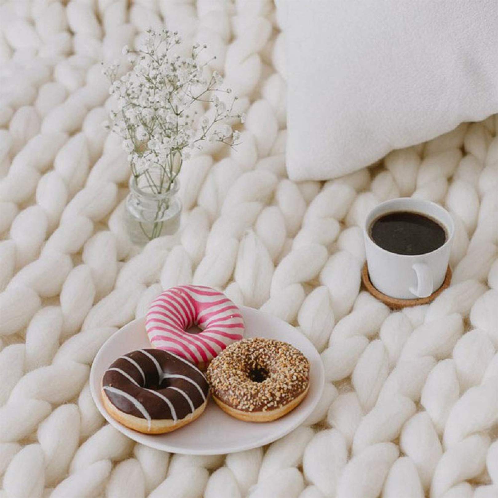 Chunky Knit Throw Blanket - Super Soft & Warm Cozy Oversized Blanket (50