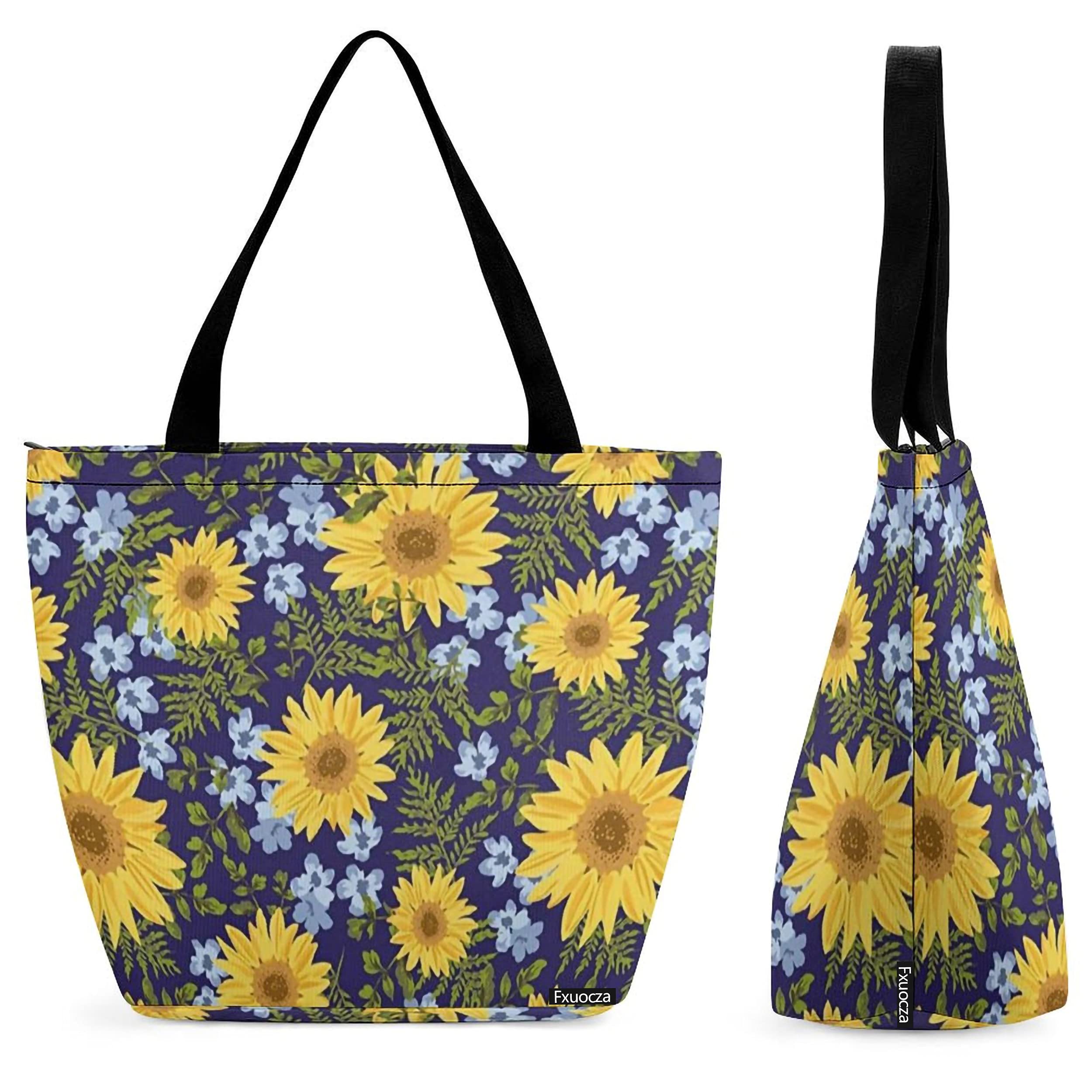 Eco-Friendly Colorful Leaves Print Reusable Canvas Tote Bag for Women - Large Shopping Beach Travel Hiking Market Tote with Pockets | Perfect for Groceries, Picnics & Daily Use