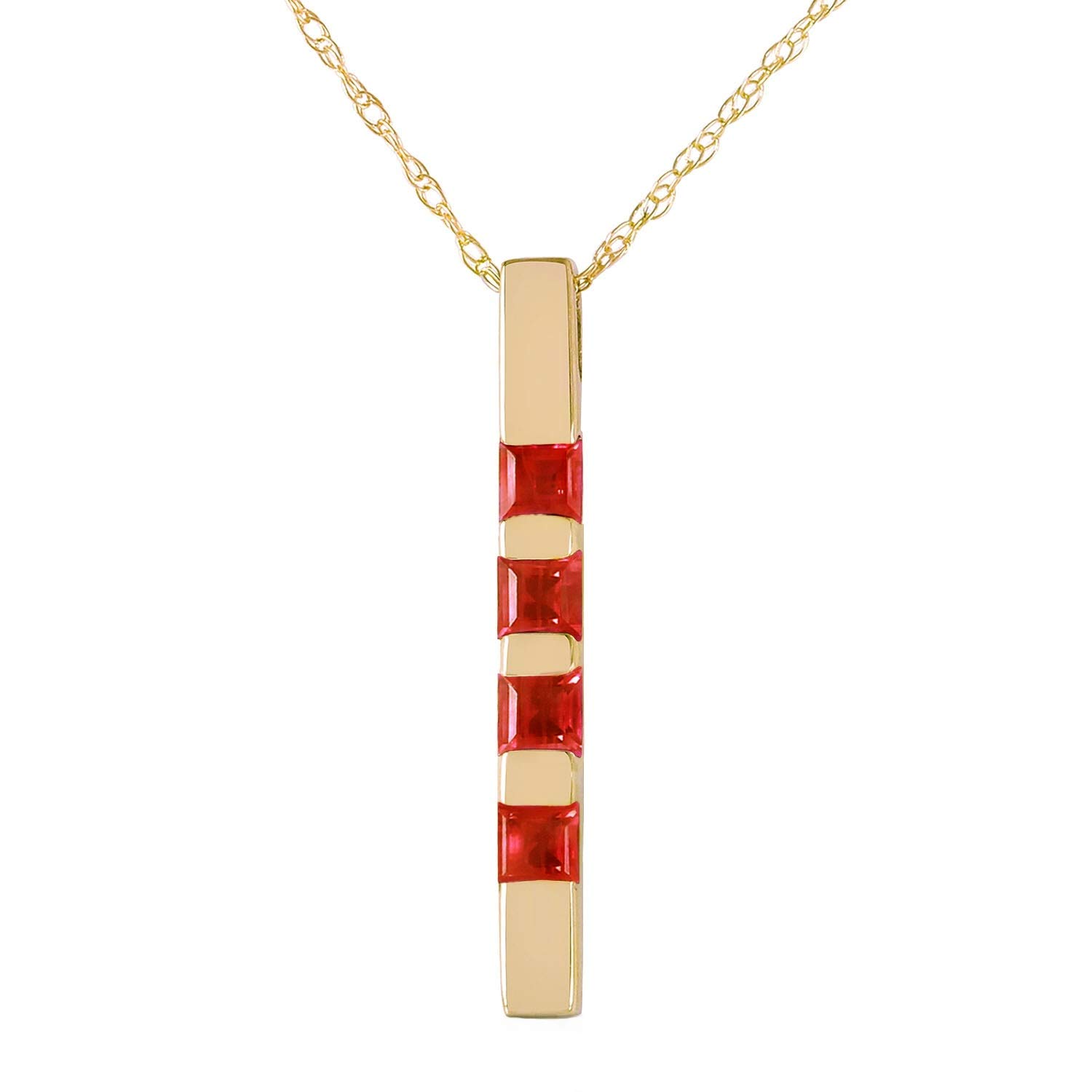 14K Solid Yellow Gold Bar Necklace with 0.35 ct Ruby - Elegant Minimalist Jewelry for Women | Perfect for Valentine's Day, Anniversary & Special Occasion Gifts