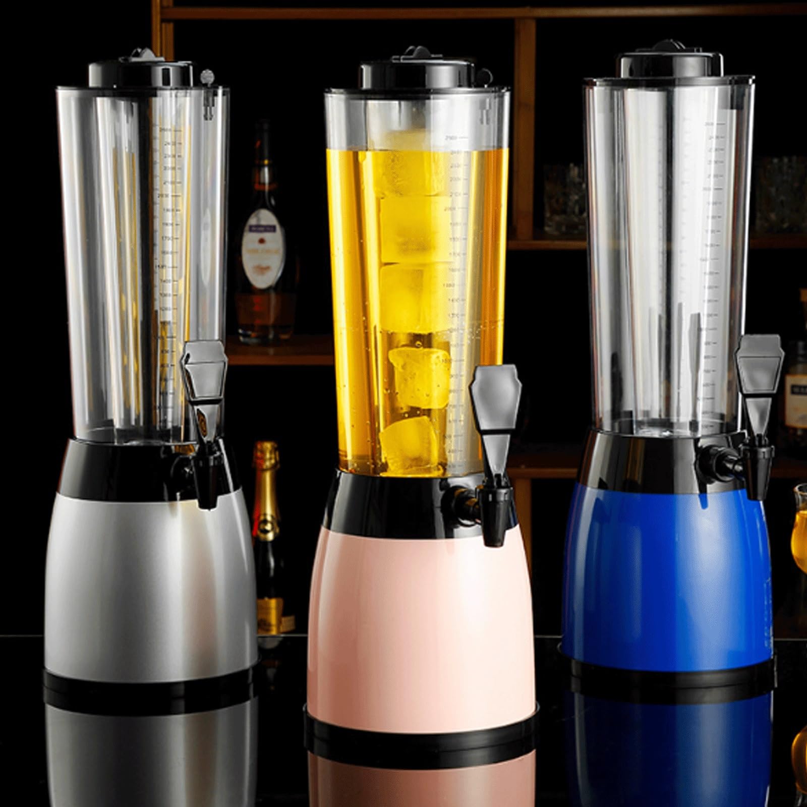 2.5L LED Beer Tower Dispenser with Ice Tube - Stainless Steel Drink Dispenser for Home Bar, Parties & Outdoor Events - Tabletop Beverage Server with Cool Lighting Effects