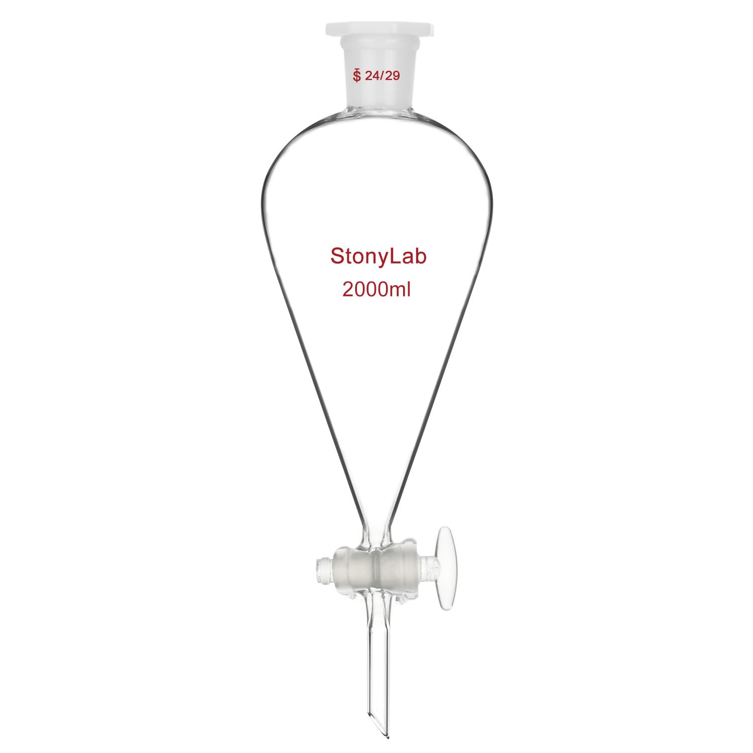 Premium 2000ml Borosilicate Glass Separatory Funnel with Glass Stopcock Valve & 24/29 Joint - Ideal for Chemistry Labs, Essential Oil Extraction, and Liquid Separation Experiments