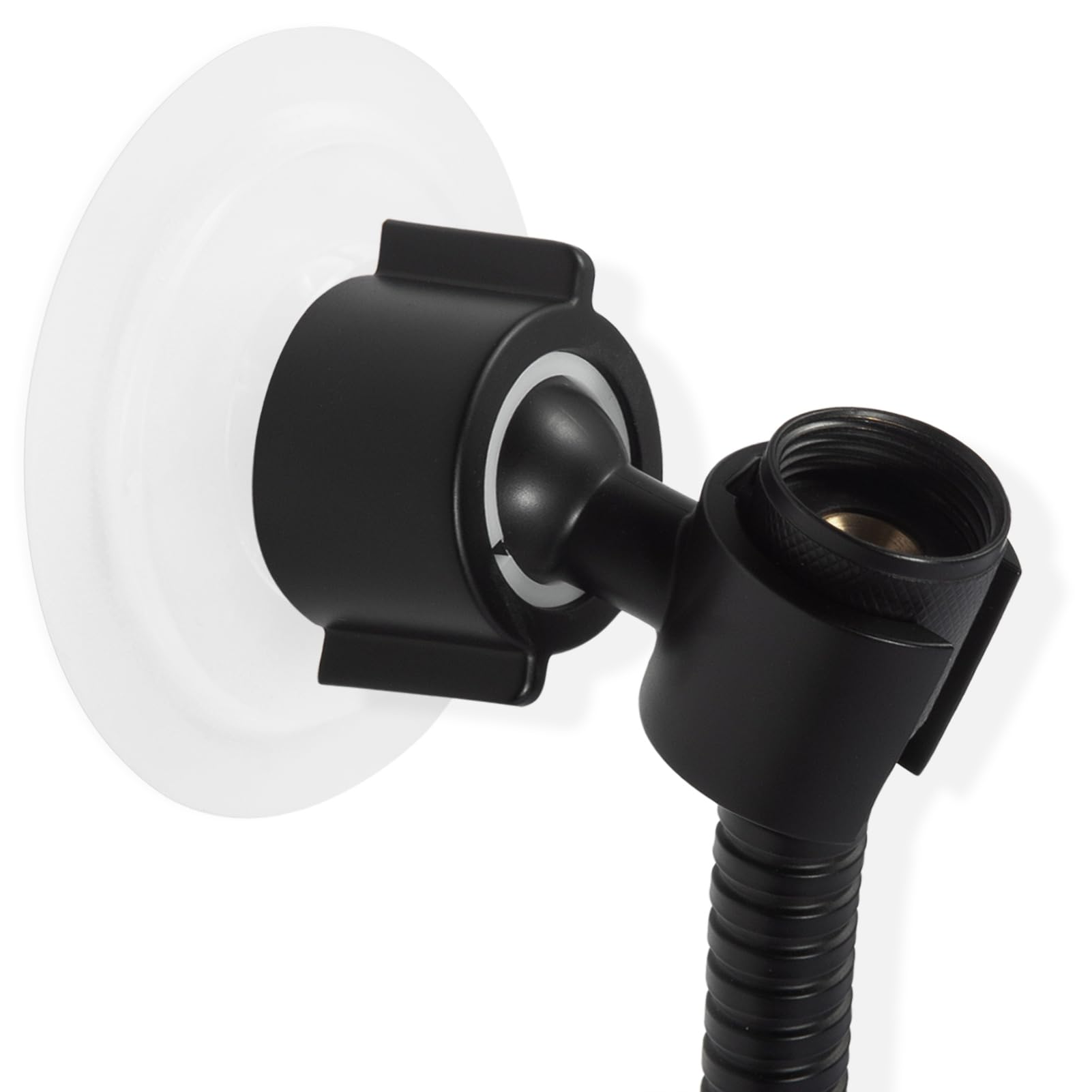 360° Adjustable Handheld Shower Head Holder with Winged Tension Nut - Wall Mounted Bathroom Shower Sprayer Bracket - Matte Black Finish for Modern Showers - Perfect for Small Bathrooms & Spa-Like Experience
