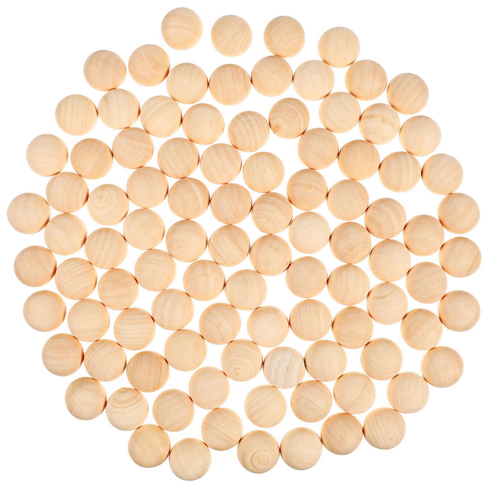 100pcs 20mm Unfinished Light Yellow Wooden Half Balls - DIY Craft Painting Beads, Mini Hemisphere Wooden Beads for Jewelry Making, Home Decor & Kids Art Projects - Perfect for Ornaments, Scrapbooking & Wedding Crafts