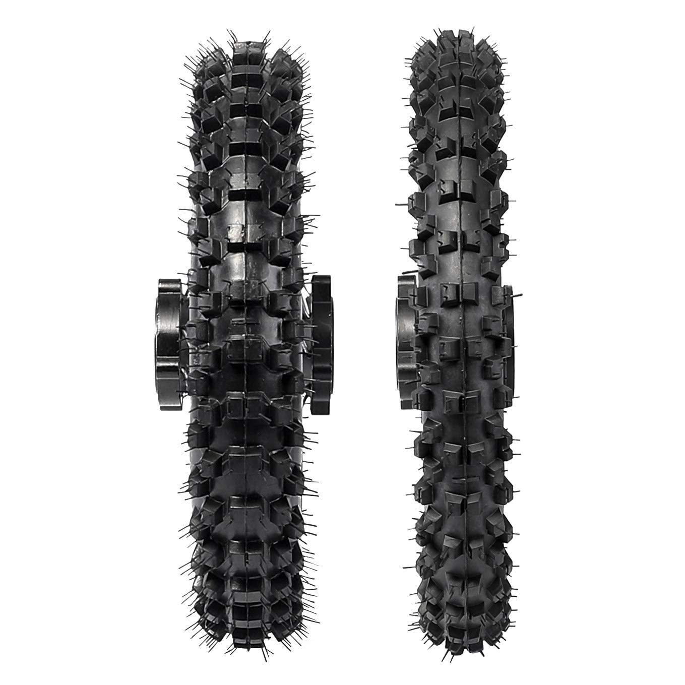 60/100-14 Front & 80/100-12 Rear Disc Brake Wheel Tires with 12mm Bearing for Pit Dirt Bike - Perfect for Off-Road Racing, Trail Riding and Motocross