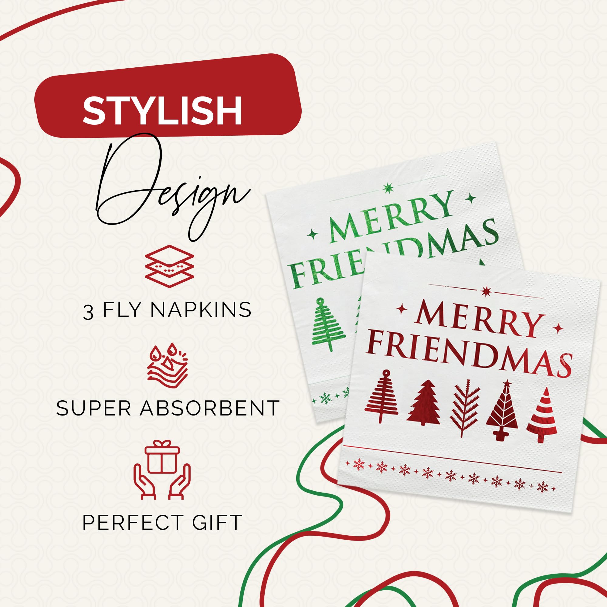 Friends TV Show Themed Napkins - 52 Pcs Disposable Party Napkins for Friendsmas, Christmas Celebrations & Holiday Gatherings - Perfect for Festive Decorations, Office Parties & Family Reunions