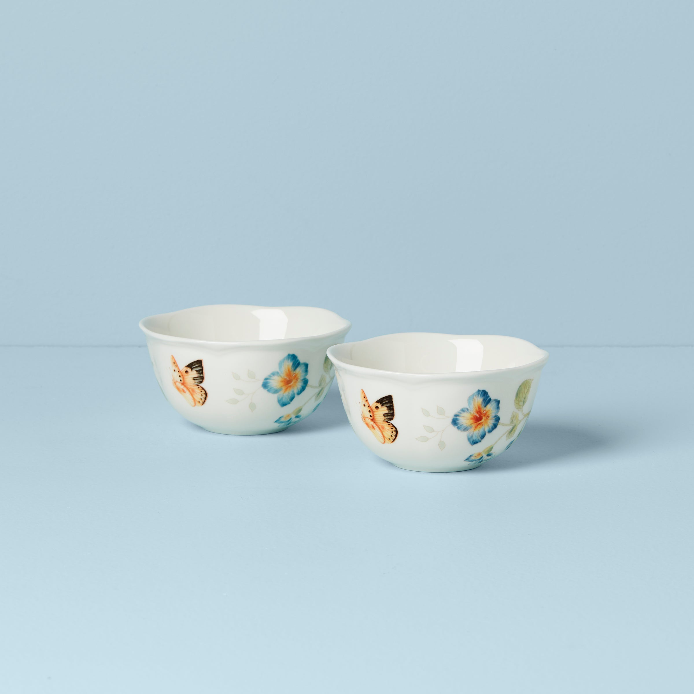 Butterfly Meadow 2-Piece Dessert Bowl Set - Elegant Porcelain Serving Bowls for Ice Cream, Pudding & Fruit - Perfect for Parties, Tea Time & Romantic Dinners