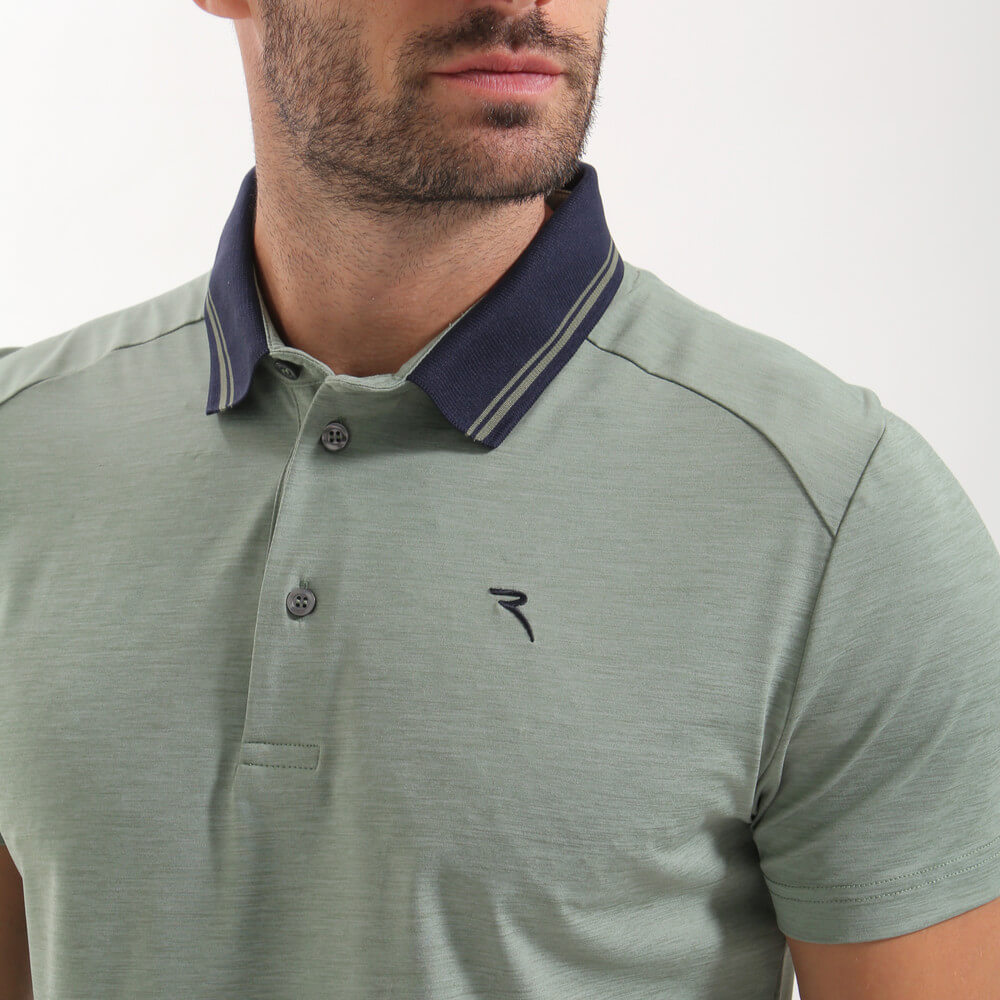 ALETTO Men's Lightweight Melange Sunblock Polo Shirt - UPF 50+ UV Protection, Breathable & Quick-Dry for Golf, Tennis & Outdoor Activities - Final Sale