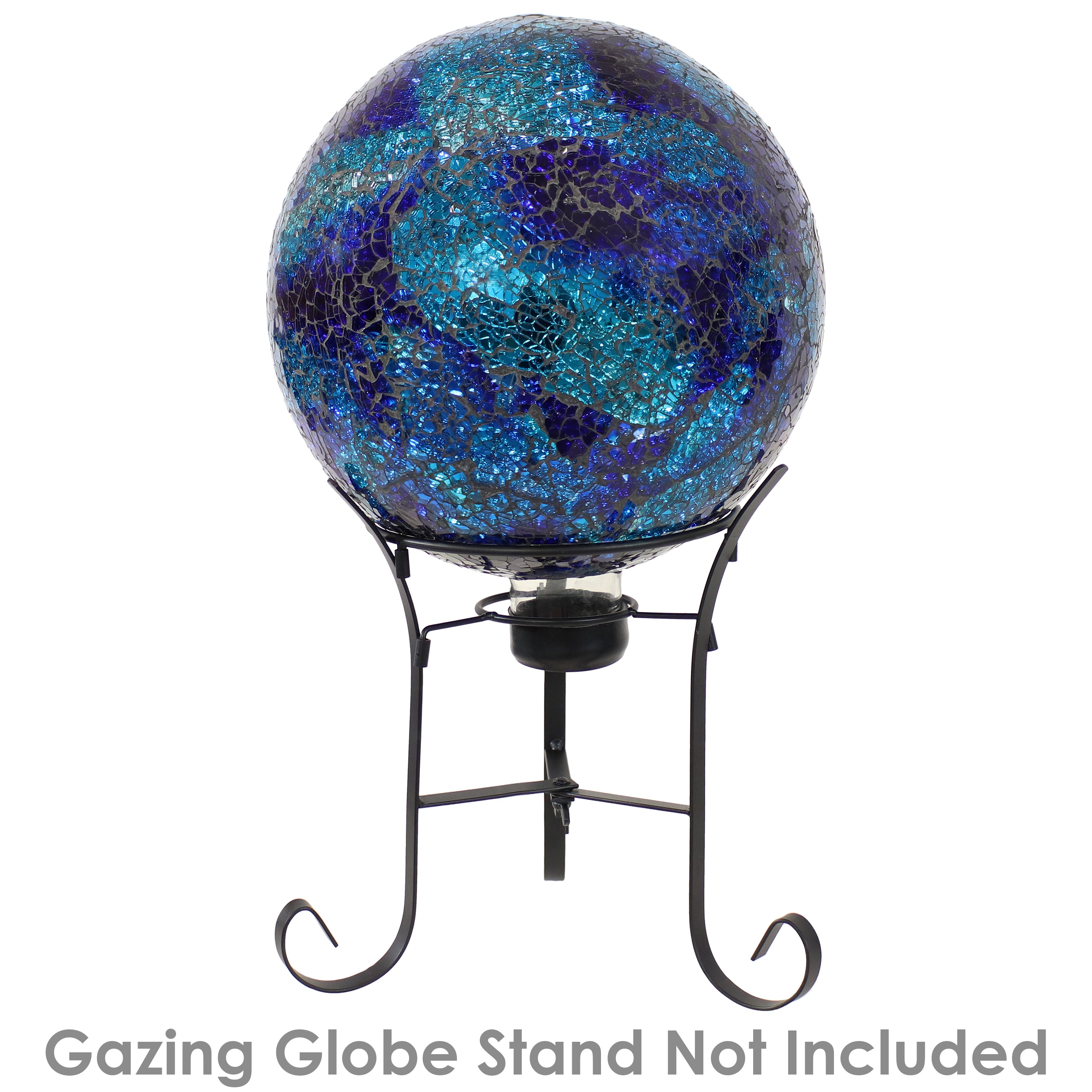 Sunnydaze Deep Ocean Swirl Crackled Glass Outdoor Gazing Globe - 10 Inch Garden Decor for Zen Meditation & Landscape Design