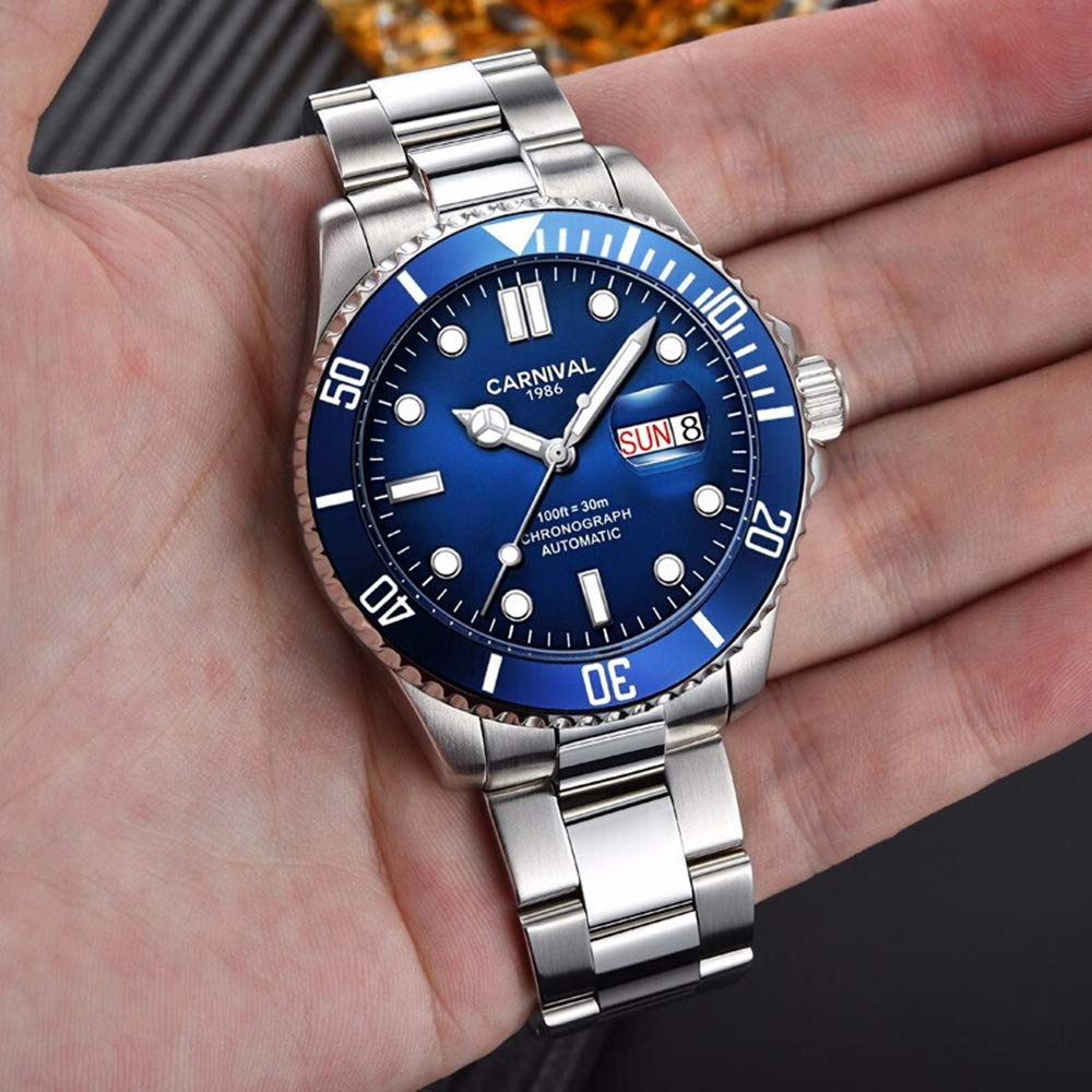 MASTOP Men's Automatic Diver Watch with Rotating Bezel - Classic Analog Luxury Dress Watch with Day & Week Display - Perfect for Business, Formal Events & Water Sports