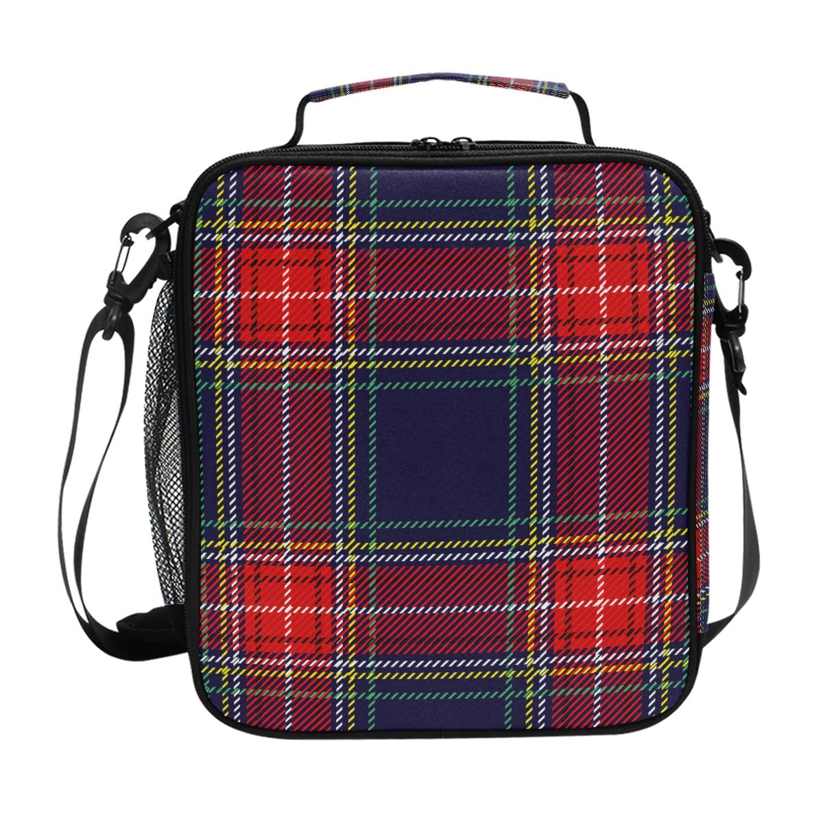 Top Carpenter Insulated Lunch Bag for Men, Women & Kids - Scottish Plaid Checker Lunch Box with Food Containers | Perfect for School, Work & Picnics