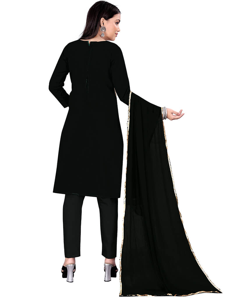 Stylish Black Cotton Pant Salwar Suits for Women - Comfortable Ethnic Wear for Festivals, Weddings & Daily Wear