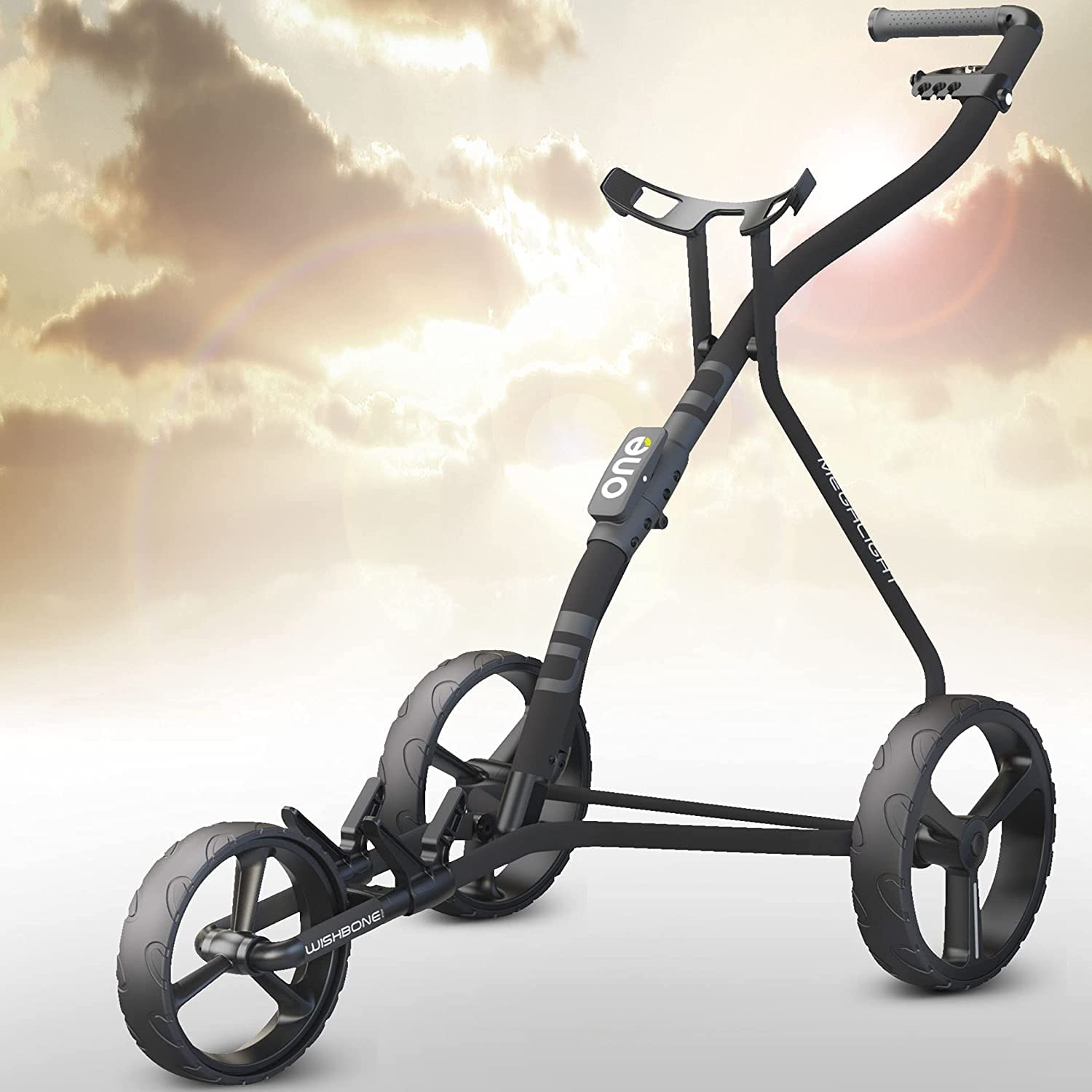 Premium 3-Wheel Golf Push Cart with Adjustable Handle - Lightweight Golf Trolley for Men & Women - Easy Push & Pull Golf Caddy for Courses, Driving Range & Outdoor Practice