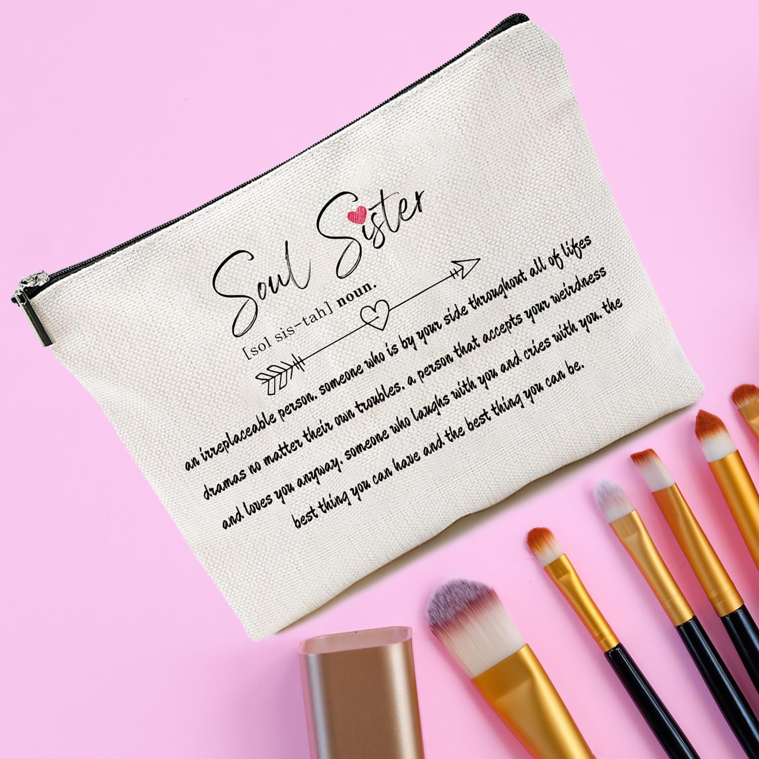 Handmade Toiletry and Makeup Bag - Perfect Women's Gift for Best Friends, Sisters, Birthday & Christmas Presents - Soul Sister Themed Cosmetic Organizer for Travel, Gym & Daily Use