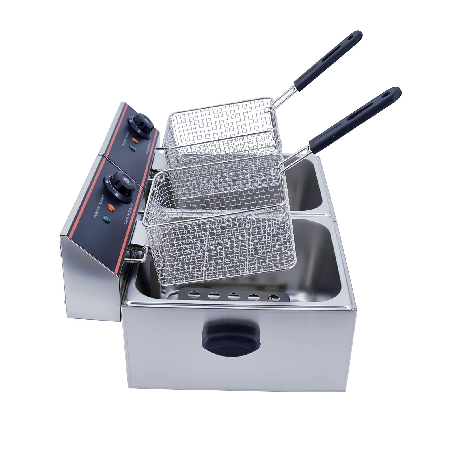 Commercial Dual Tank Electric Deep Fryer 12L - Stainless Steel Countertop Deep Fryer with 2 Baskets & Handles - Large Capacity Restaurant Kitchen Equipment for Fried Chicken, Fish, Donuts & More