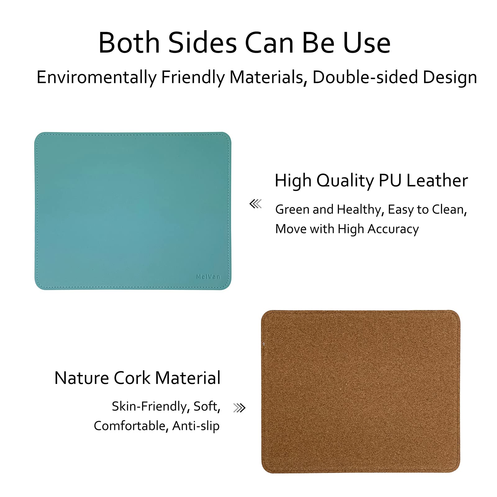 Premium PU Leather Mouse Pad with Stitched Edge - Wood Grain Design, Waterproof Non-Slip Gaming Mouse Mat for PC, Laptop, Office & Home Use - 10.2