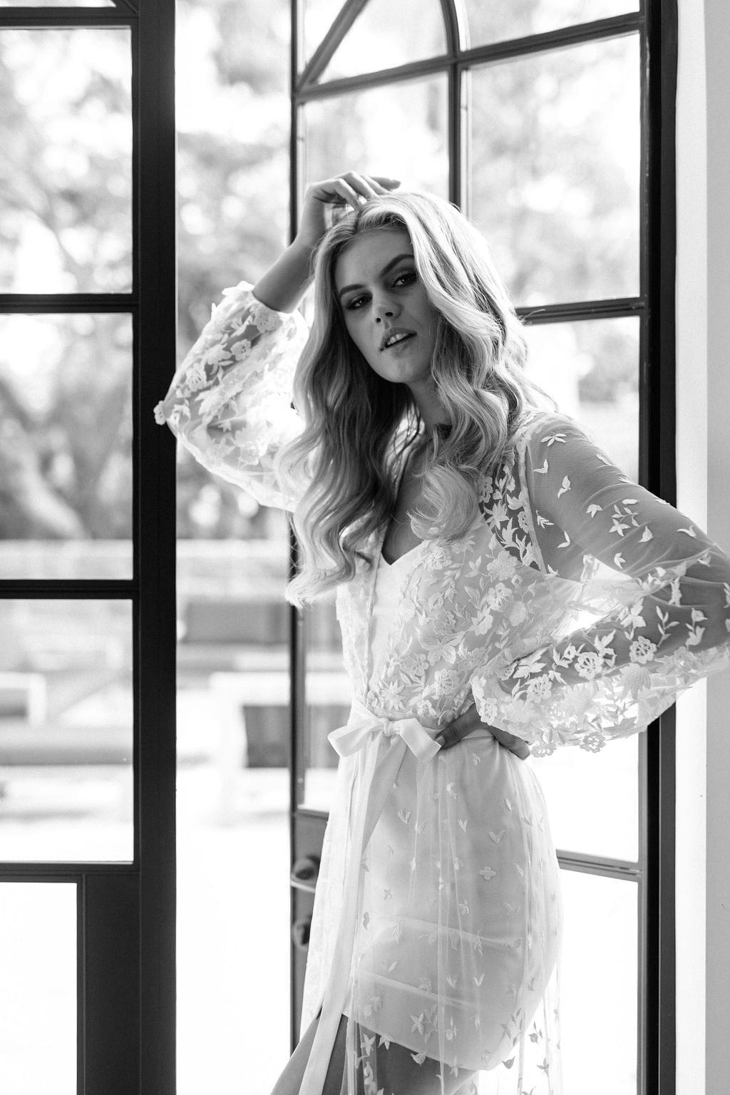 Adele Lace Maxi Bridal Robe with Slip - Elegant Wedding Gown for Brides, Bridal Party & Photoshoots - Perfect for Getting Ready, Ceremony & Honeymoon