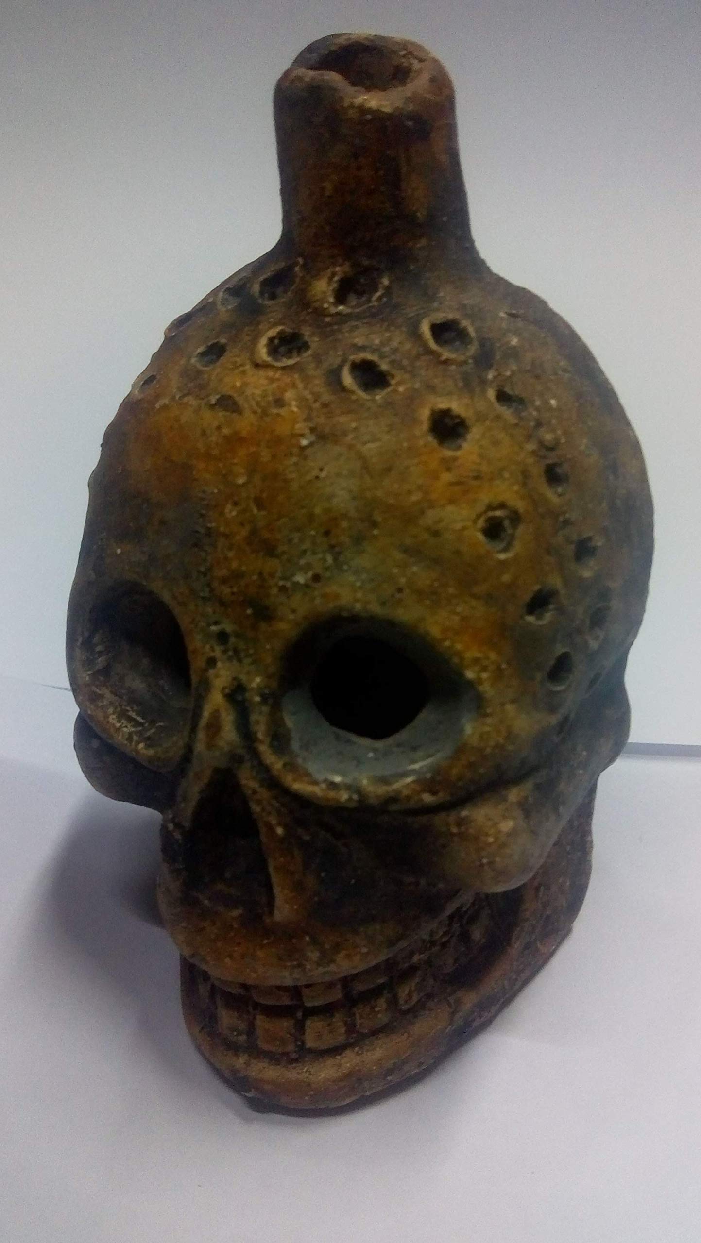 Handcrafted Mictlantecuhtli Death Whistle - Authentic Aztec Artifact, Mexican Pre-Hispanic Ceramic Sculpture - Perfect for Historical Collections, Cultural Decor & Unique Gifts
