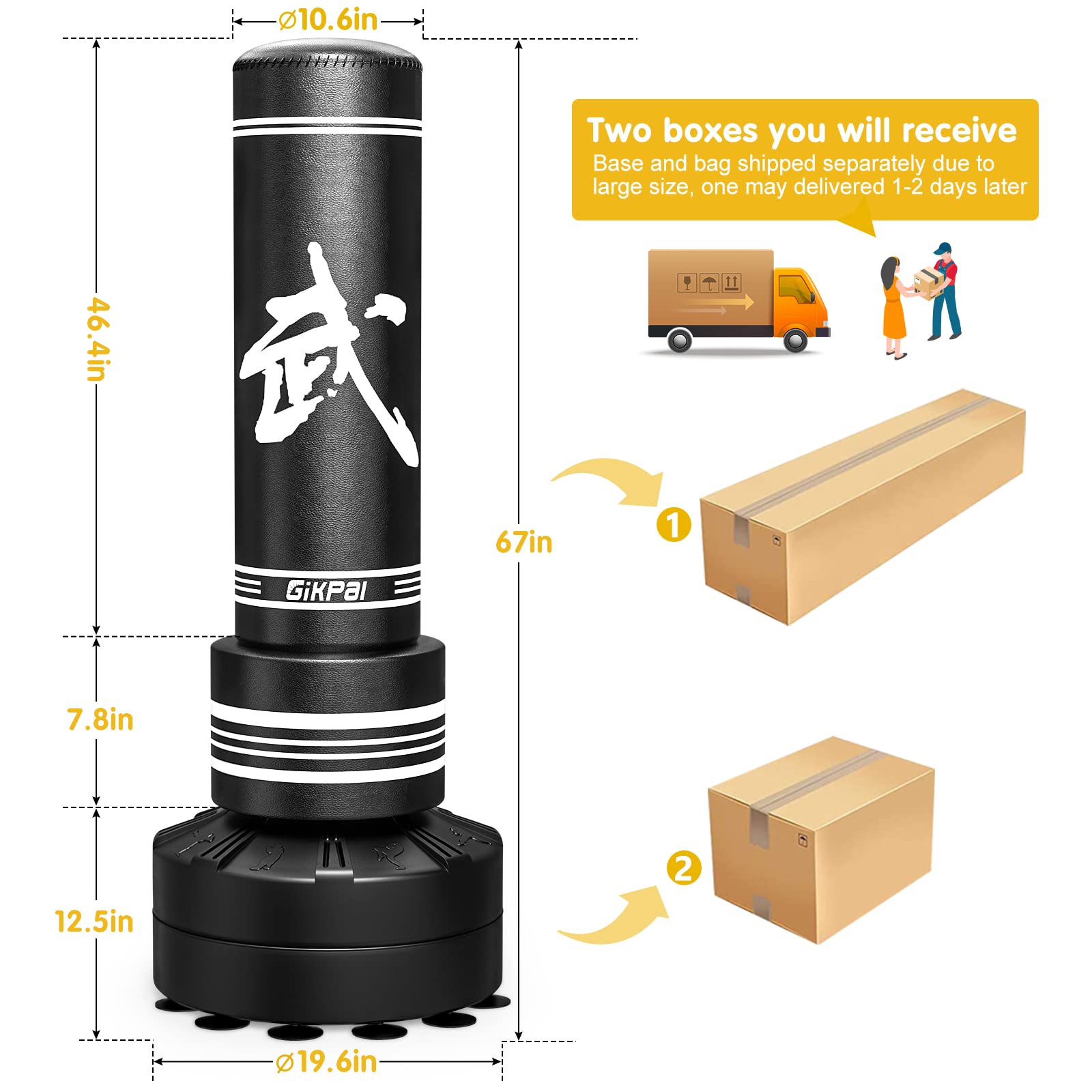 GIKPAL Heavy Duty Freestanding Punching Bag with Boxing Gloves - Adult & Kids Training Bag with Stand for MMA, Kickboxing, Martial Arts - Perfect for Home Gym, Boxing Practice & Fitness Training