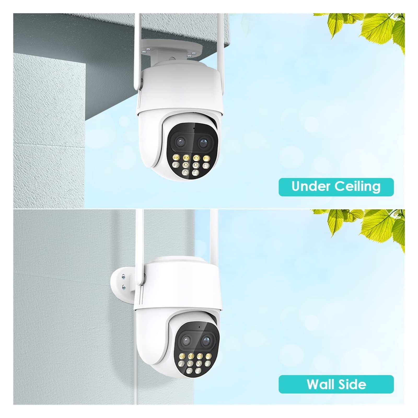 8MP Solar Security Camera with Dual Lens PTZ, WiFi IP Camera - Night Vision, Human Detection, Wireless Surveillance for Home & Outdoor Security (4MP, No SD Card) - Ideal for Yard, Garage & Property Monitoring