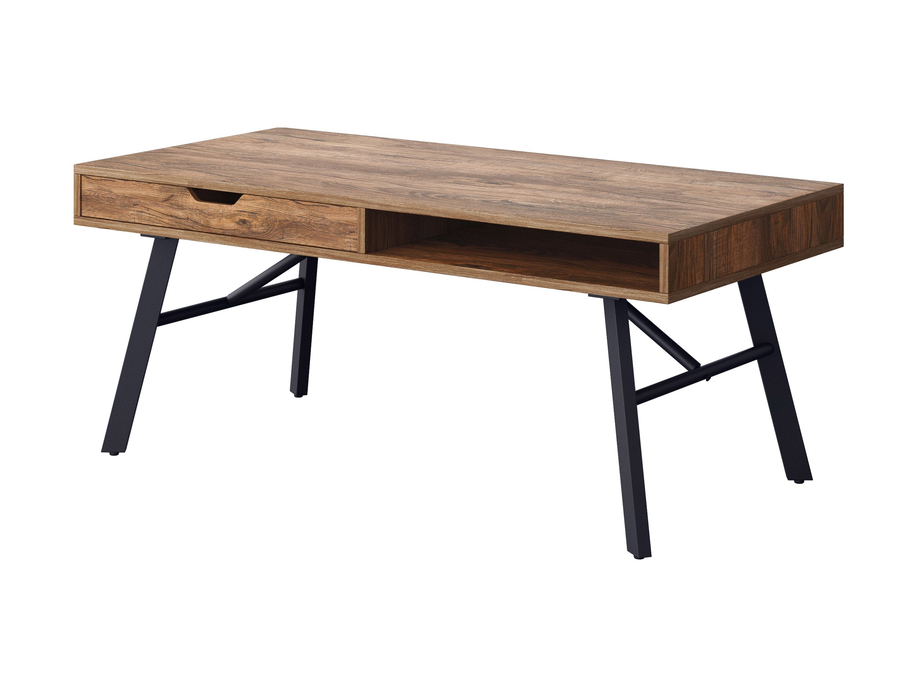 Rustic Brown Solid Wood Coffee Table for Living Room - Farmhouse Style Center Table with Storage Shelf for Home Decor