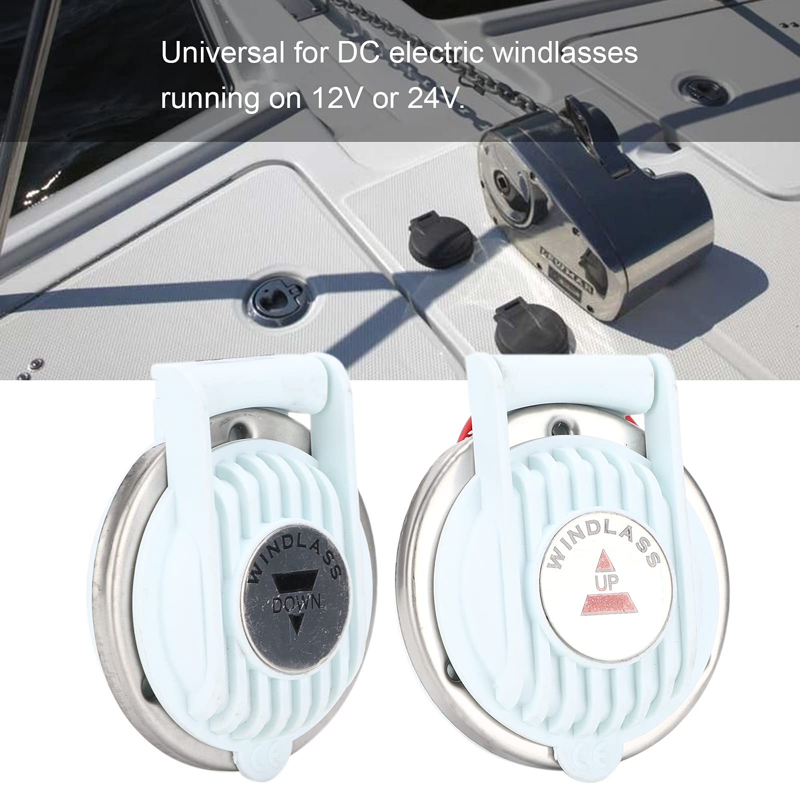 **Marine Anchor Windlass Foot Switch - Compact Deck Mount Boat Winch Control for Up/Down Operation - Ideal for Sailboats, Yachts & Fishing Boats**