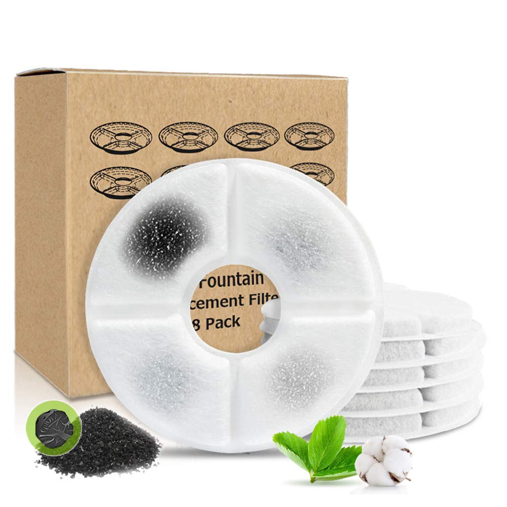 Premium Cat Fountain Replacement Filters (6 Pack) - Activated Carbon Water Filters for 81oz/2.4L Automatic Pet Fountain - Compatible with Cat & Dog Water Dispensers - Keep Water Fresh & Clean for Healthy Pets - Ideal for Home, Office, or Travel Use