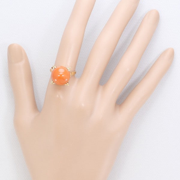 18K Yellow Gold Coral Ring for Women - Elegant Handmade Jewelry Gift for Birthday, Anniversary & Valentine's Day - Perfect for Beach Weddings & Summer Fashion Accessories