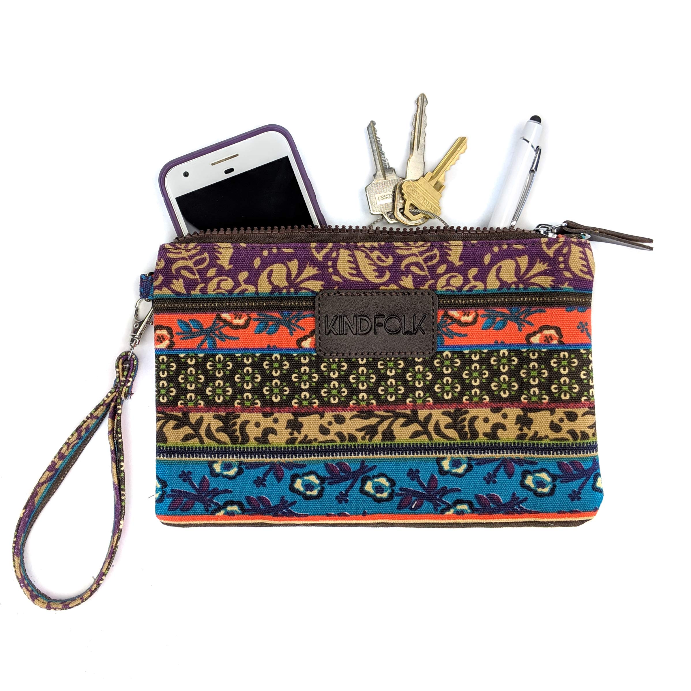 Kindfolk Wristlet Travel Organizer - Slim RFID Blocking Wallet Pouch for Women (Harvest Brown) | Perfect for Passport, Credit Cards & Cash | Ideal for Travel, Shopping & Daily Use