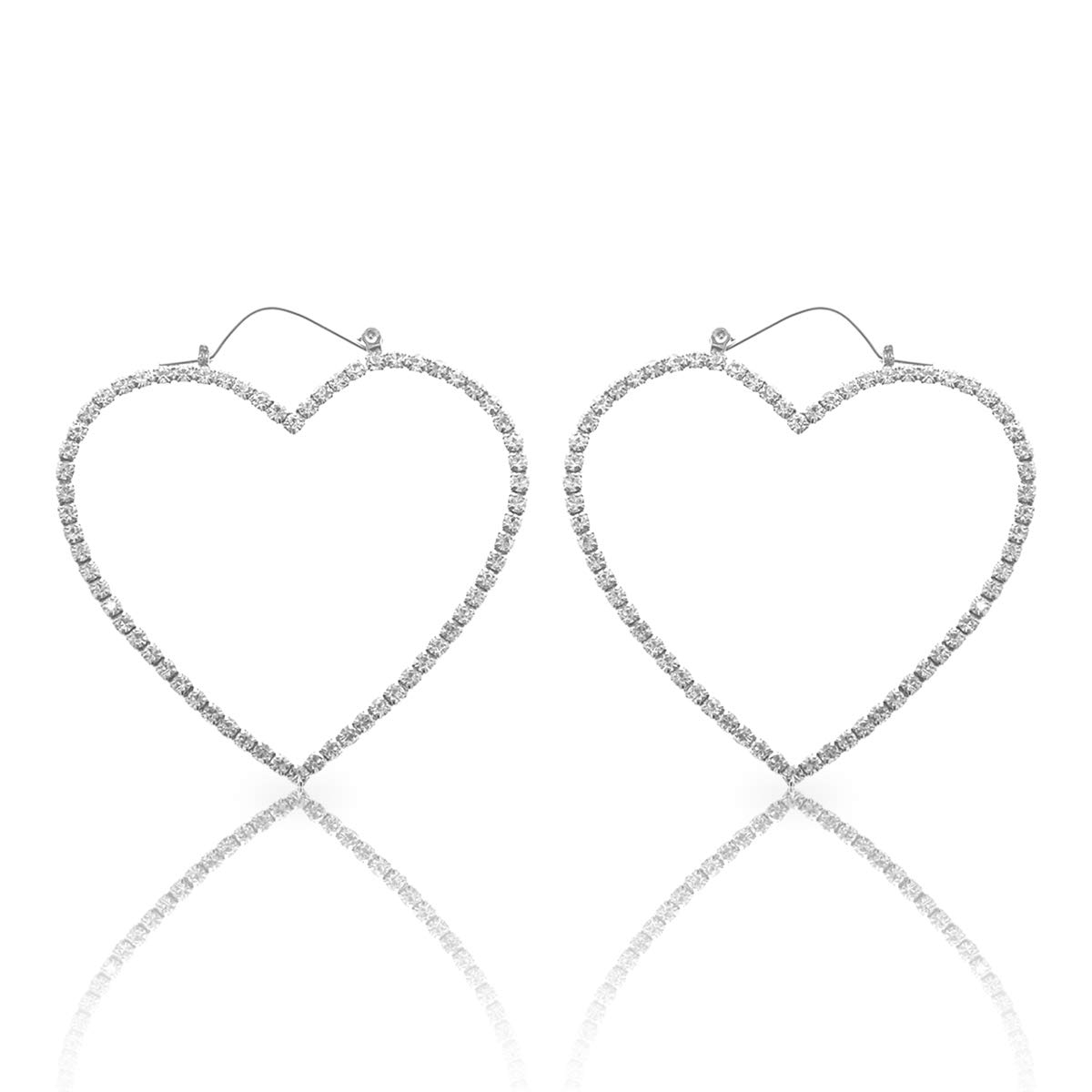 Sparkling Rhinestone Crystal Heart Hoop Earrings for Women - Elegant & Comfortable Fashion Jewelry - Perfect for Parties, Weddings & Everyday Wear - Includes Gift Box