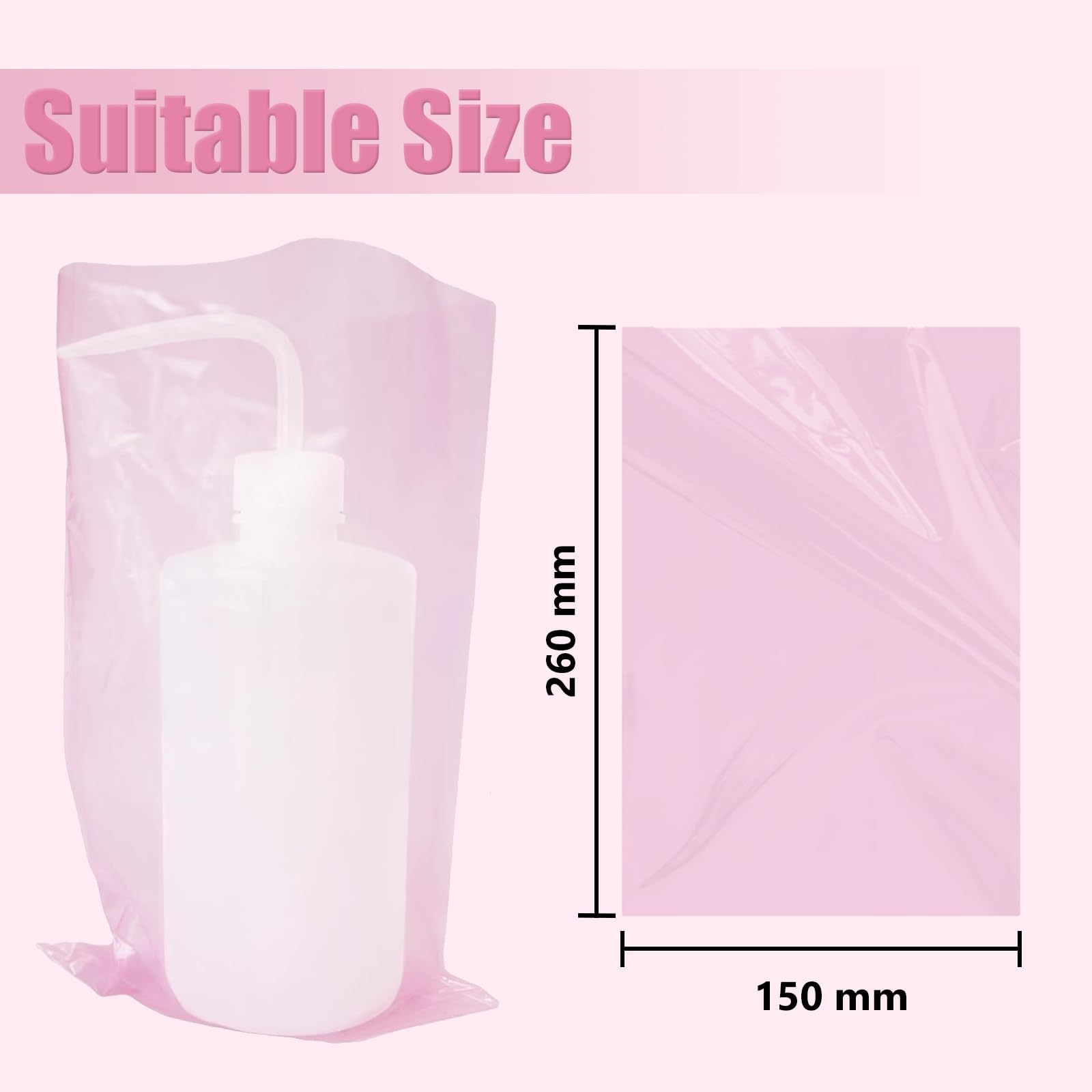 **LEEYUKA 250PCS Pink Tattoo Wash Bottle Bags (6×10in) - Disposable Squeeze Bottle Covers for Tattoo Supplies, Hygiene & Cleaning - Perfect for Tattoo Studios, Salons & Mobile Artists**