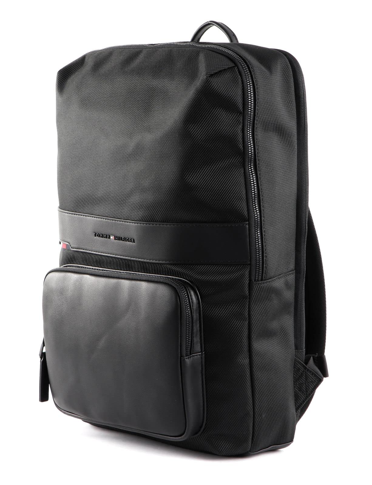 Tommy Hilfiger 1985 Slim Tech Backpack for Men & Women - Lightweight Water-Resistant Laptop Backpack for Work, School & Travel - Black