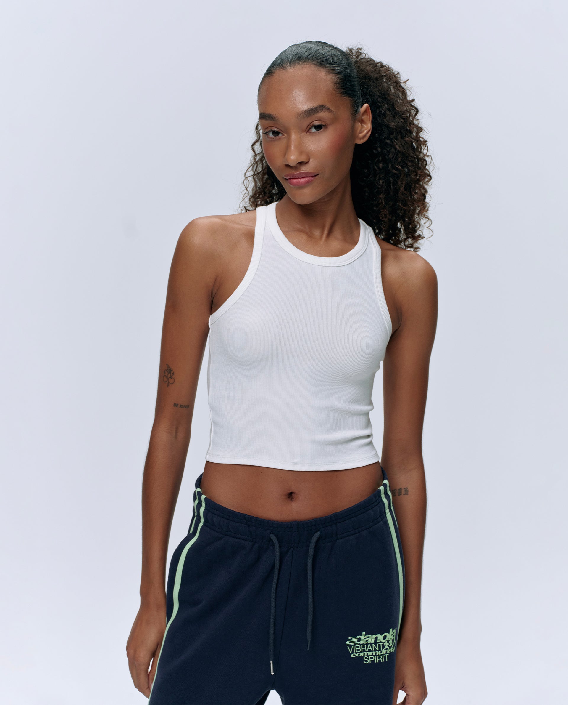 Women's Ribbed Tank Top - Soft Stretch White Sleeveless Shirt for Casual Wear, Workout & Layering